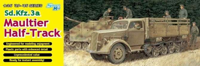 Niemiecki półgąsienicowy samochód ciężarowy Sd.Kfz.3a Opel Maultier, plastikowy model do sklejania Dragon 6761 w skali 1:35.-image_Dragon_6761_1