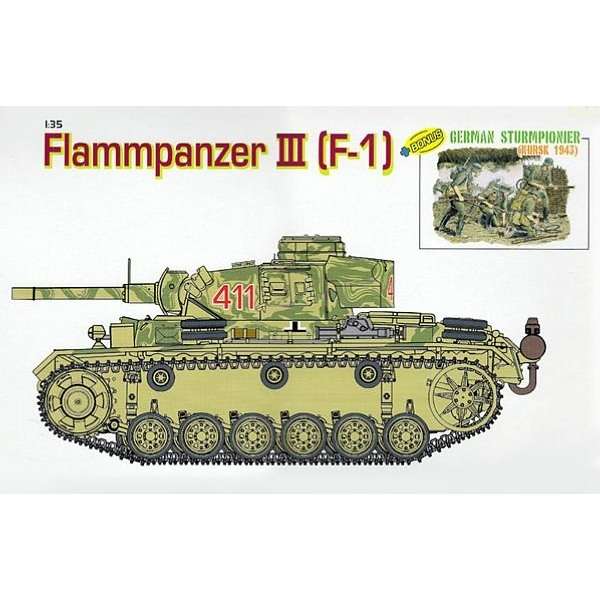 Flammpanzer III oraz bonus - figurki, plastikowy model do sklejania Dragon 9113 w skali 1:35-image_Dragon_9113_1