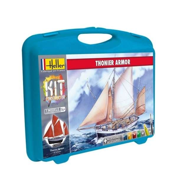 Zestaw modelarski Heller 60609 - statek żaglowy Thonier Armor z farbami, klejem i pędzlem, plastikowy model do sklejania w skali 1:125-image_Heller_60609_1