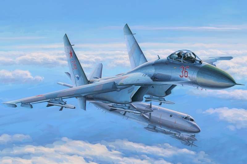 Radziecki/rosyjski jednomiejscowy współczesny myśliwiec przechwytujący Su-27 - kod NATO - Flanker , plastikowy model do sklejania Hobby Boss 81712 w skali 1:48-image_Hobby Boss_81712_1