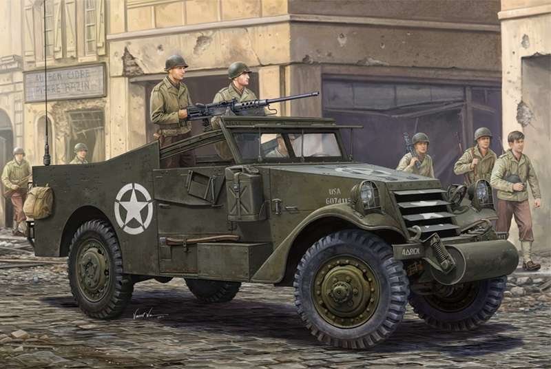 Amerykański kołowy transporter opancerzony M3A1 Scout Car (późna produkcja), plastikowy model do sklejania Hobby Boss 82452-image_Hobby Boss_82452_1