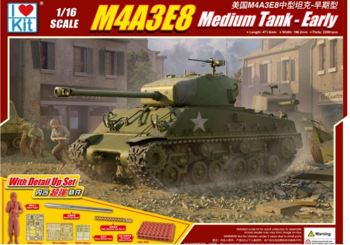 Plastikowy model czołgu Sherman M4A3E8 w skali 1:16 I Love Kit 61619