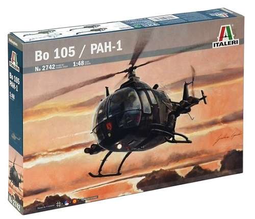 Niemiecki dwusilnikowy wielozadaniowy helikopter Bo 105 w wersji PAH-1, plastikowy model do sklejania Italeri 2742 w skali 1:48-image_Italeri_2742_1