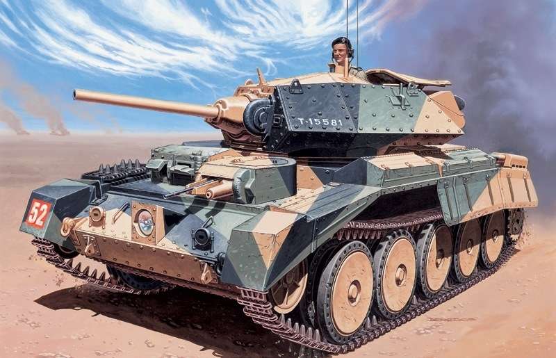 Model brytyjskiego czołgu Crusader Mk.I, plastikowy model Italeri 6432 do sklejania w skali 1/35.-image_Italeri_6432_1