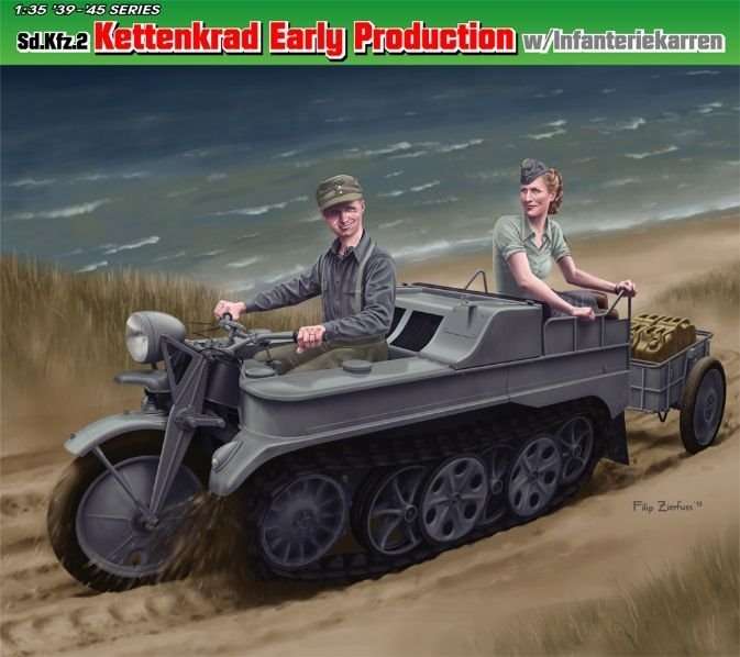 Niemiecki lekki pojazd wielozadaniowy z podwoziem półgąsienicowym Sd.Kfz.2 Kettenkrad, plastikowy model do sklejania Dragon 6341 w skali 1:35-image_Dragon_6341_1