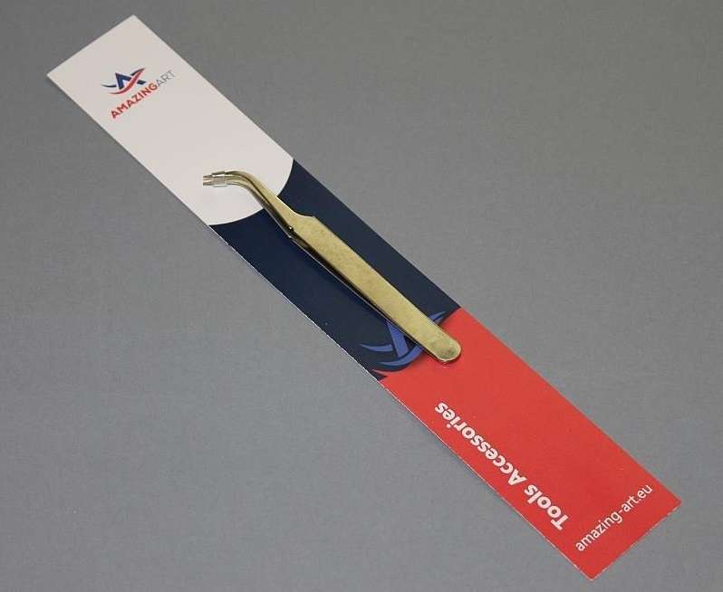 Precyzyjna modelarska pęseta wygięta z zaostrzonymi końcami, wykonana ze stali nierdzewnej, Amazing Art 18475-image_Amazing Art_18475_1