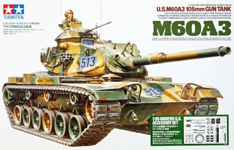 Amerykański czołg podstawowy M60A4 oraz zestaw akcesoriów, plastikowy model do sklejania Tamiya 35140 w skali 1:35 - image_1-image_Tamiya_35140_1