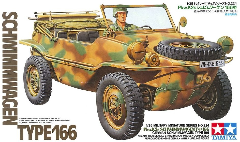 Niemiecki samochód wojskowy Schwimmwagen 166, plastikowy model do sklejania Tamiya 35224 w skali 1/35.-image_Tamiya_35224_1