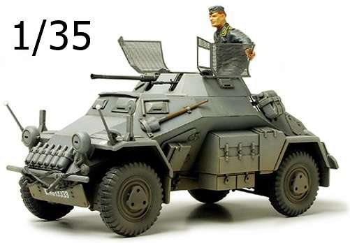 Niemiecki lekki opancerzony wóz rozpoznawczy Sd.Kfz. 222, plastikowy model do sklejania Tamiya 35270 w skali 1:35-image_Tamiya_35270_1