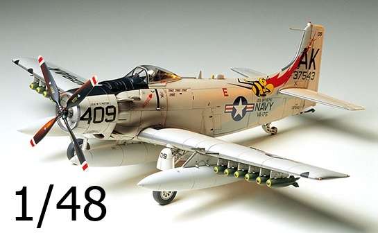 Amerykański samolot szturmowy Douglas A-1H Skyraider, plastikowy model do sklejania Tamiya 61058 w skali 1:48.-image_Tamiya_61058_1