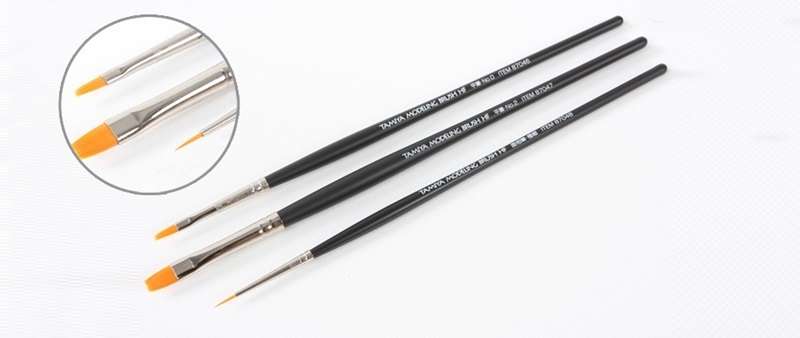 Zestaw 3 modelarskich pędzelków - ze specjalnym syntetycznym włosiem przeznaczonym do malowania modeli, Tamiya 87067-image_Tamiya_87067_1