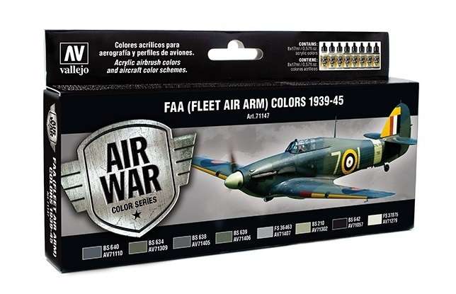 Zestaw modelarskich farb akrylowych do malowania samolotów floty Air Arm (FAA) 1939-45, Vallejo 71147-image_Vallejo_71147_1