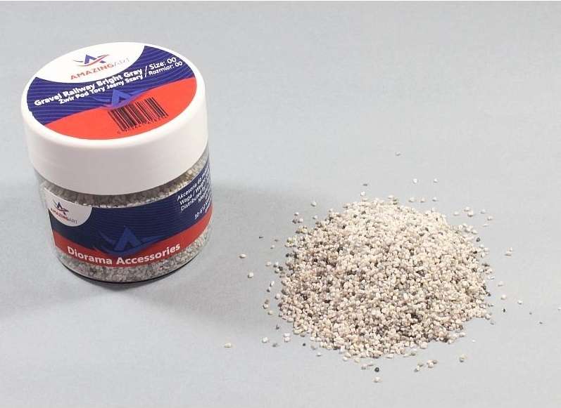 Żwir pod tory w kolorze jasno szarym z niewielką ilością w ciemniejszych szarych odcieniach, Amazing Art 18314-image_Amazing Art_18314_1