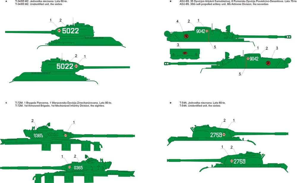35D15 Polska kalkomania - Wojsko Polskie 1965-85 cz.1 - skala 1/35