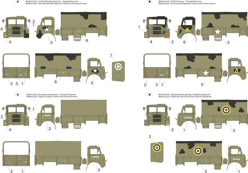 35D20 Polska kalkomania - Bedford QLD w Polskich Siłach Zbrojnych -  1:35