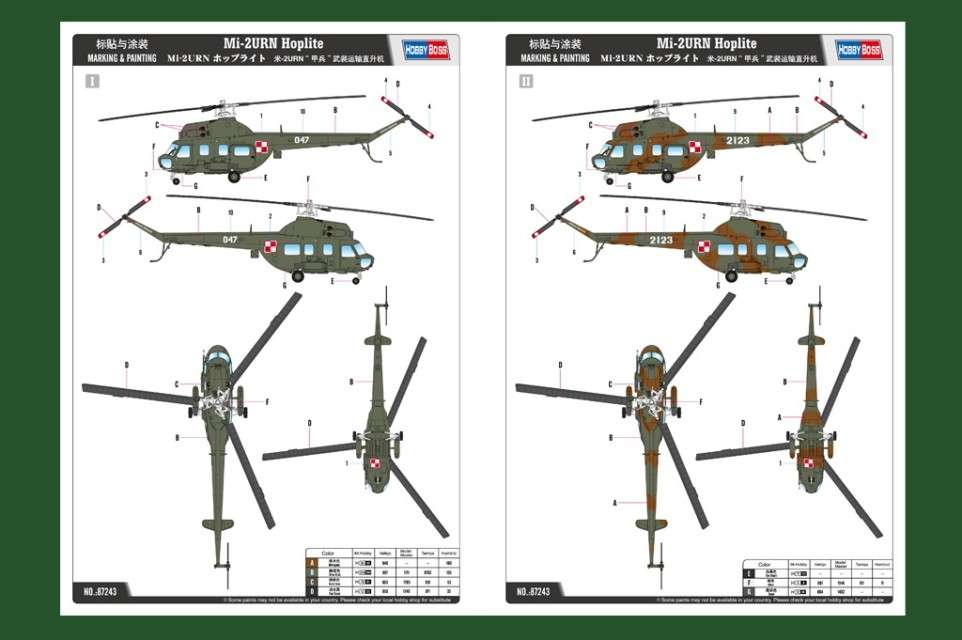 Plastikowy model helikoptera Mi-2URN Hoplite z polskimi oznaczeniami Trumpeter 87243 - sklep modeledo - image_5-image_Hobby Boss_87243_3