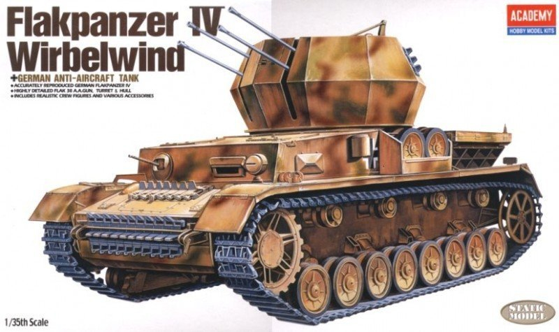 Plastikowy model do sklejania niemieckiego samobieżnego działka przeciwlotniczego Flakpanzer IV Wirbelwind.-image_Academy_13236_1