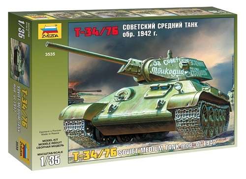 Radziecki czołg T-34/76, plastikowy model do sklejania Zvezda 3535 w skali 1:35-image_Zvezda_3535_1
